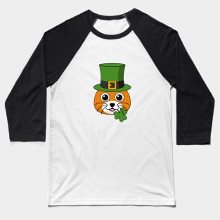 Cute Cat with Green Hat and Shamrock St Patricks's Day Baseball T-Shirt